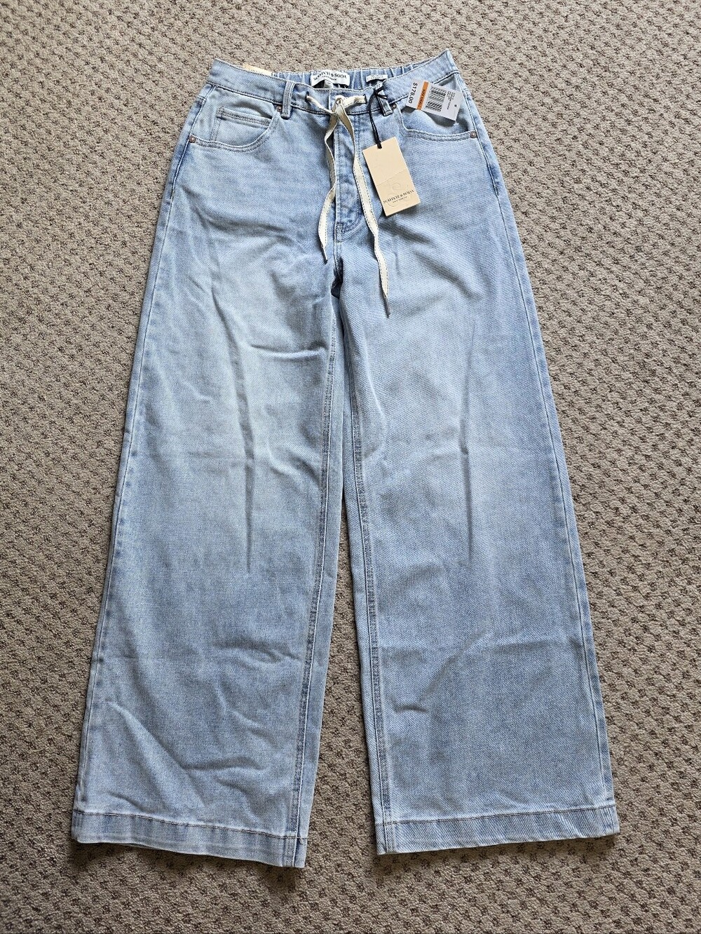 Scotch & Soda The Wave Light Blue Wide-Leg Jeans with Drawstring NWT
